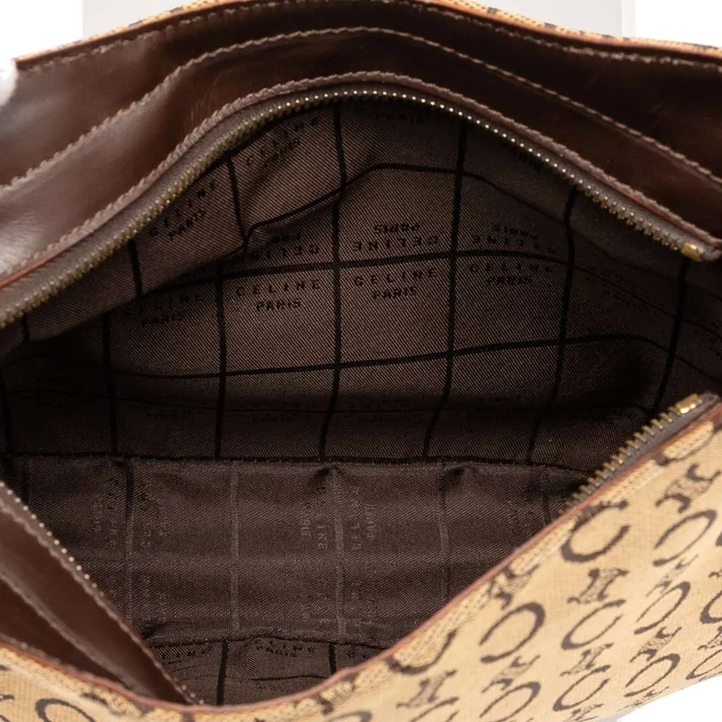 Celine C Macadam Canvas Shoulder Bag Brown Canvas Good - Model View