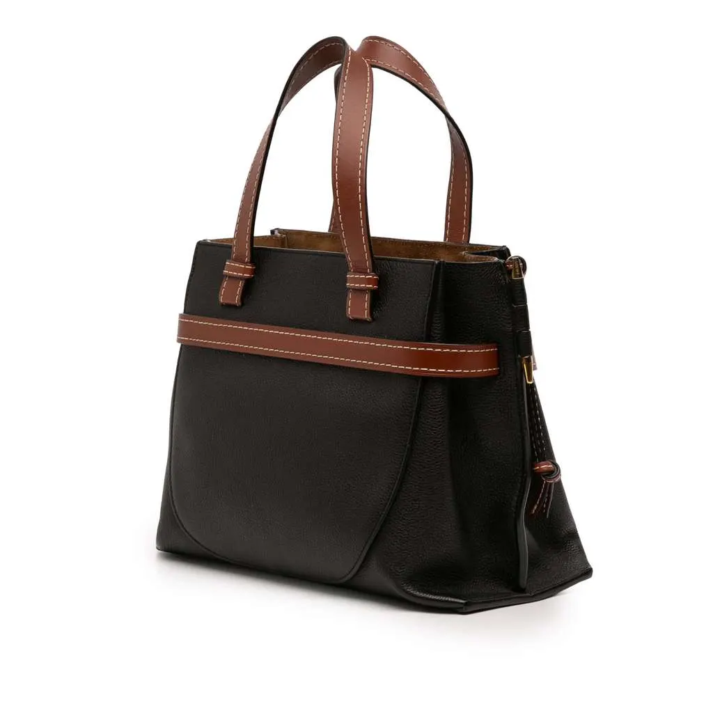 Loewe Small Leather Gate Top Handle Satchel Black Leather Good - Back View