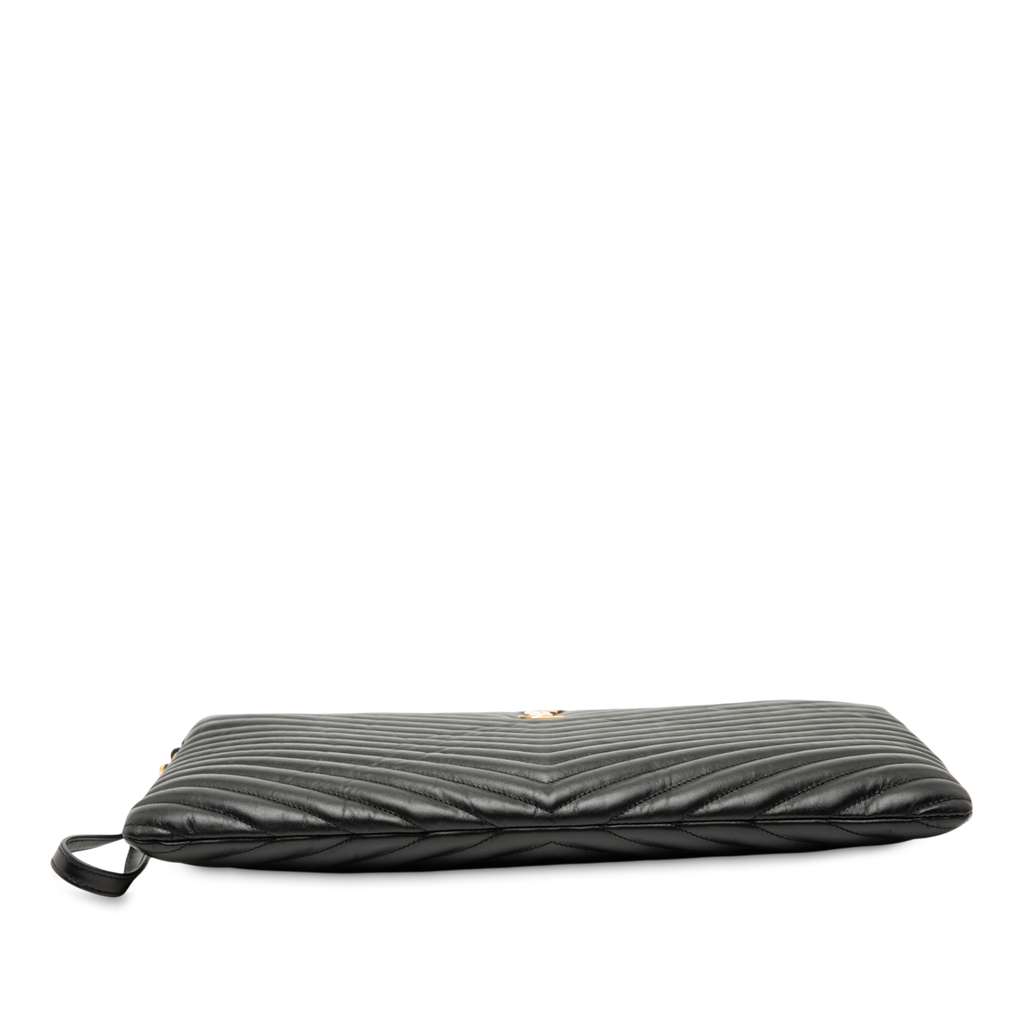 Saint Laurent Quilted Chevron Leather Monogram Document Holder - 3