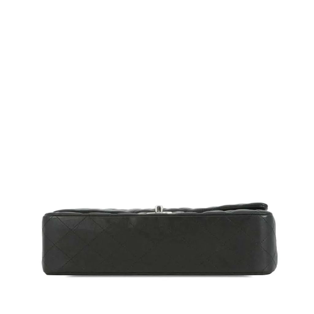 Chanel Medium Classic Lambskin Double Flap Black Leather Good - Inside View