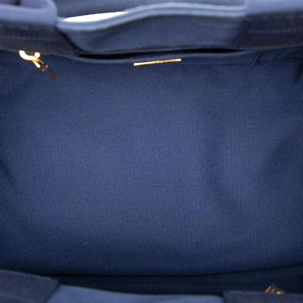 Prada Canvas Canapa Logo Tote Blue Canvas Good - Model View