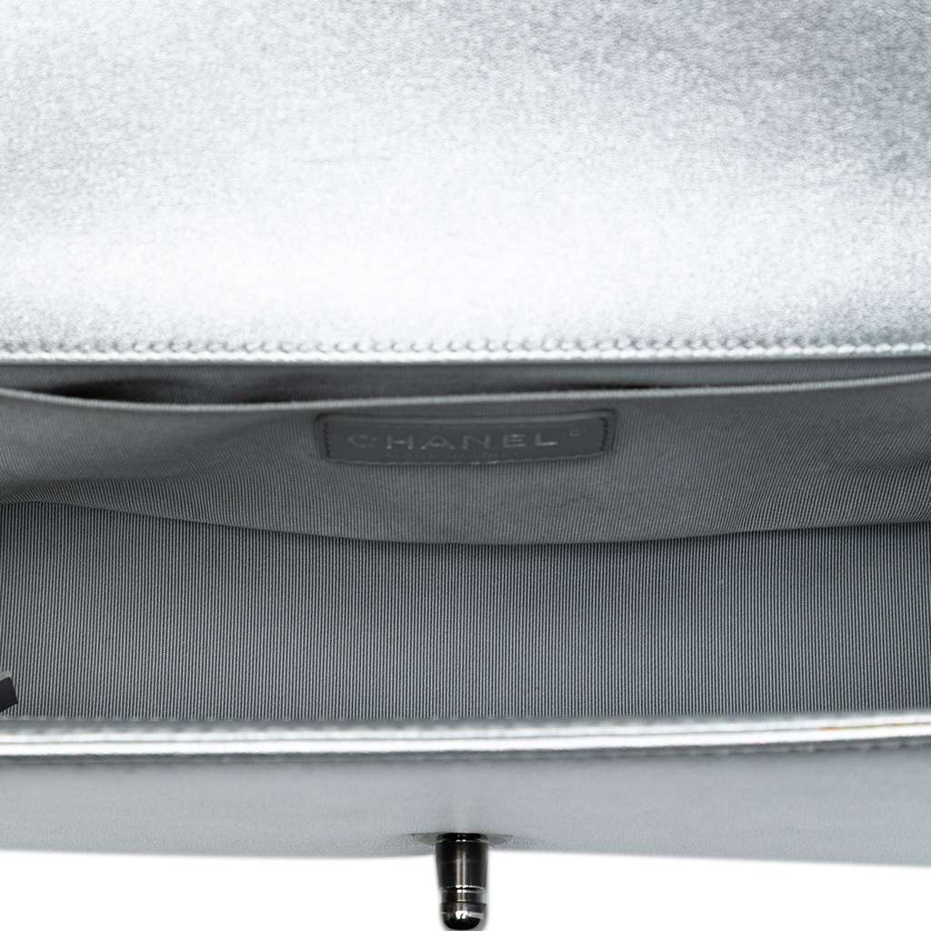 Chanel Old Medium Quilted Perforated Metallic Lambskin Boy Flap - 4