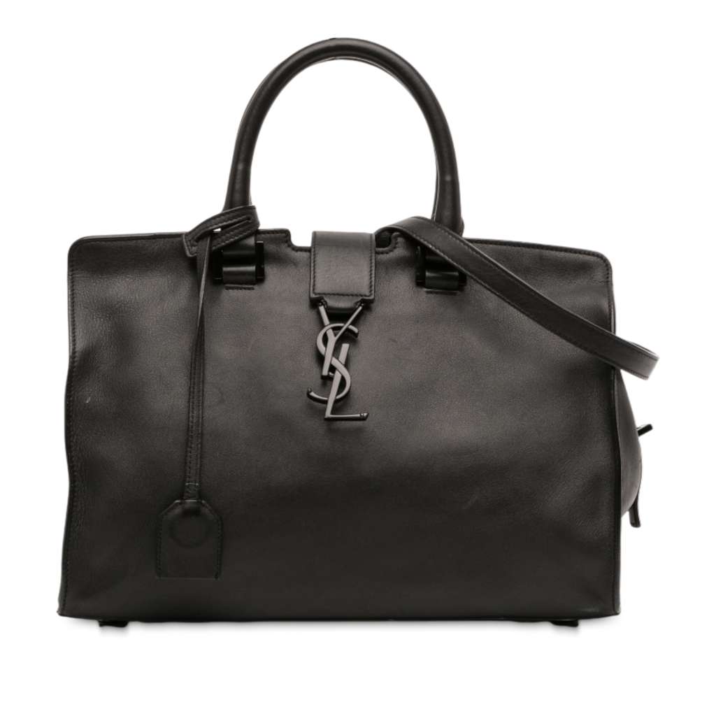 Saint Laurent Small Leather Monogram Cabas Satchel