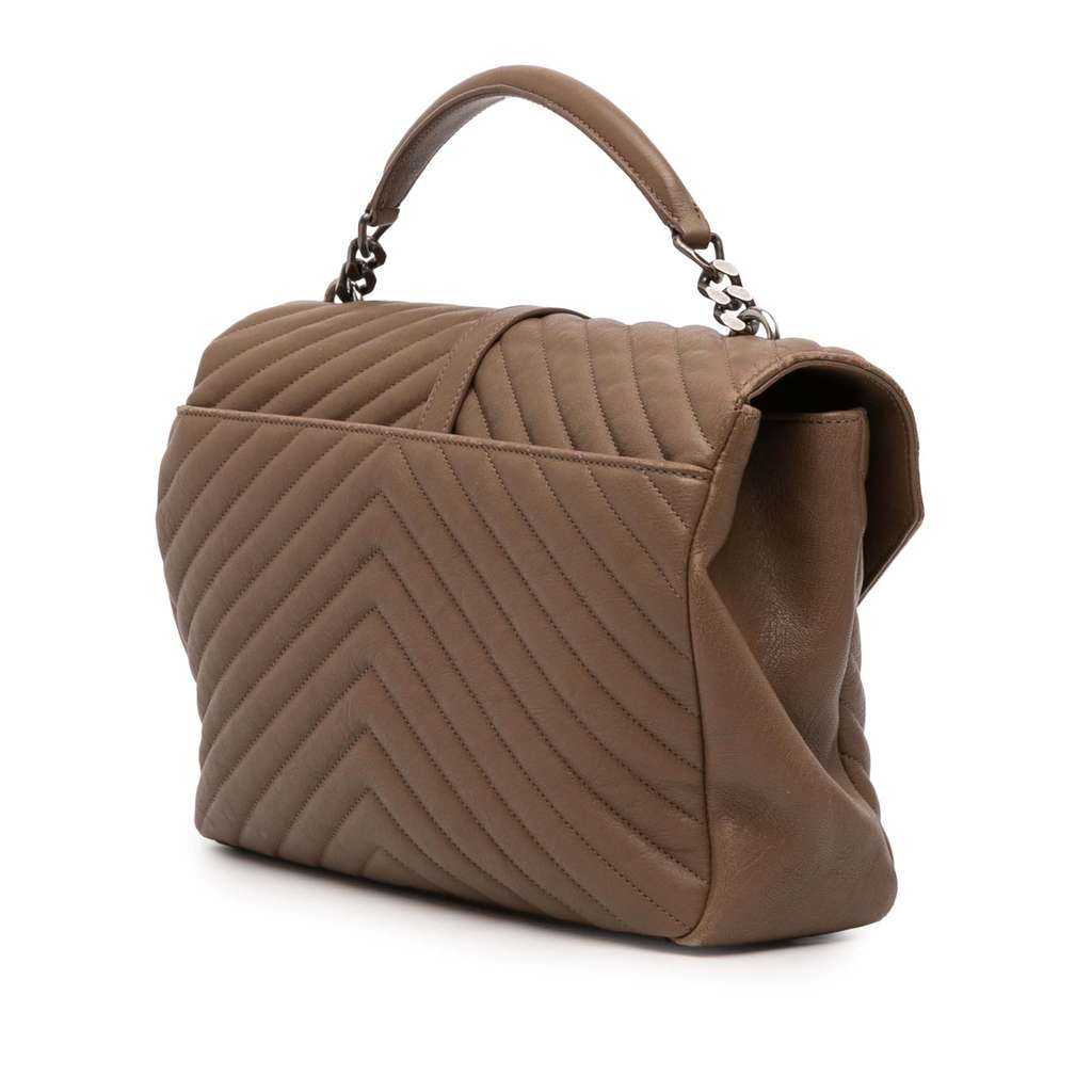 Saint Laurent Large Quilted Chevron Sheepskin College Satchel - 2