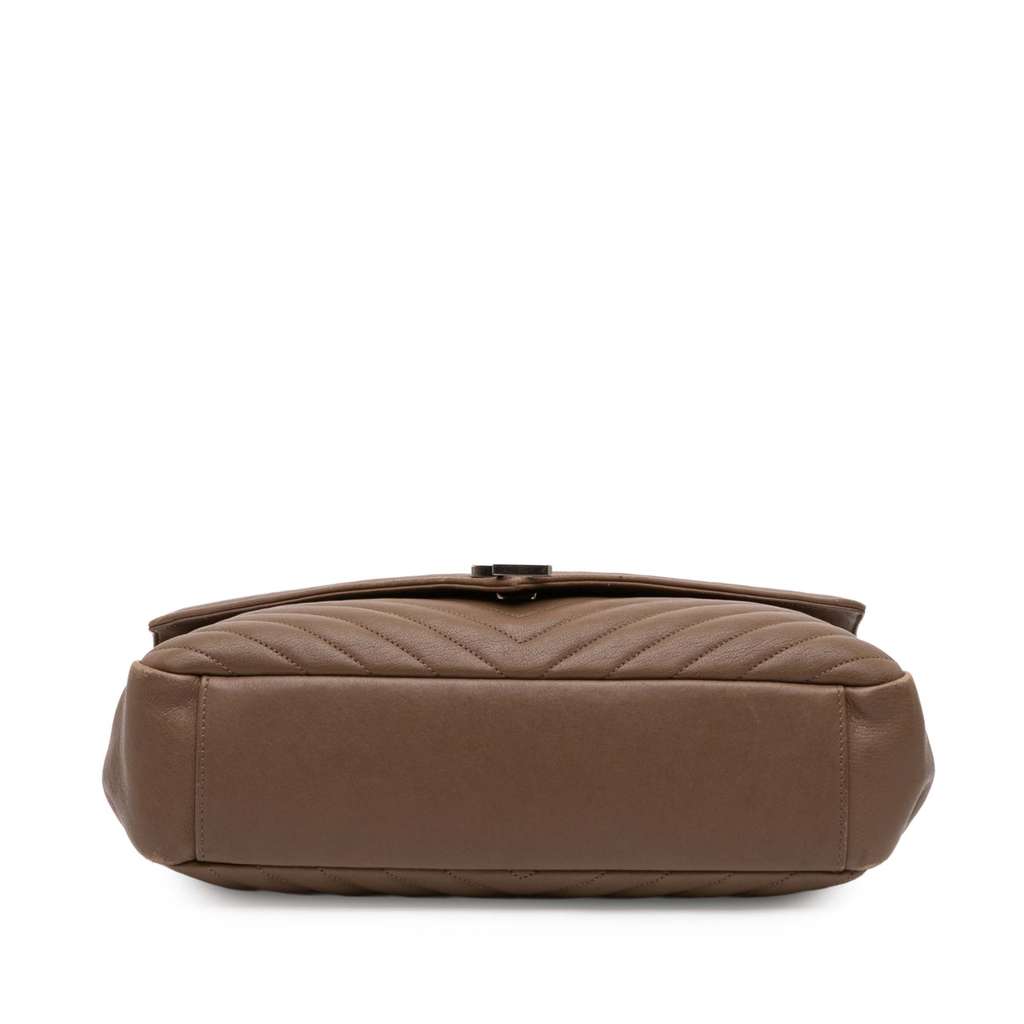 Saint Laurent Large Quilted Chevron Sheepskin College Satchel - 3