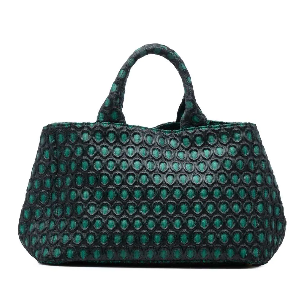 Prada Broccato Canapa Satchel Green Polyester Very good - Front View