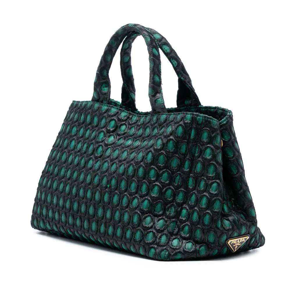 Prada Broccato Canapa Satchel Green Polyester Very good - Back View