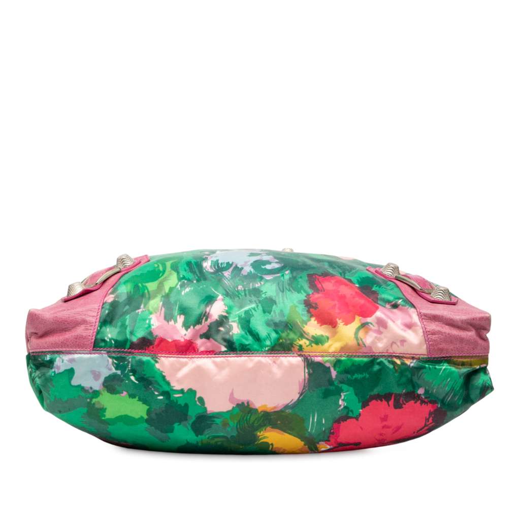Balenciaga Lambskin and Satin Floral Print Motocross Giant 21 Brief Satchel - 3