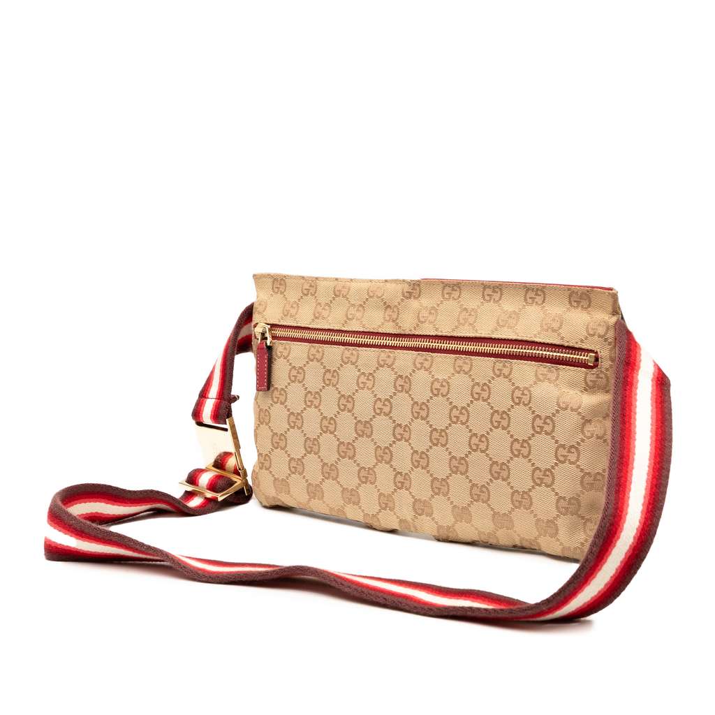 Gucci GG Canvas Web Double Pocket Belt Bag - 2