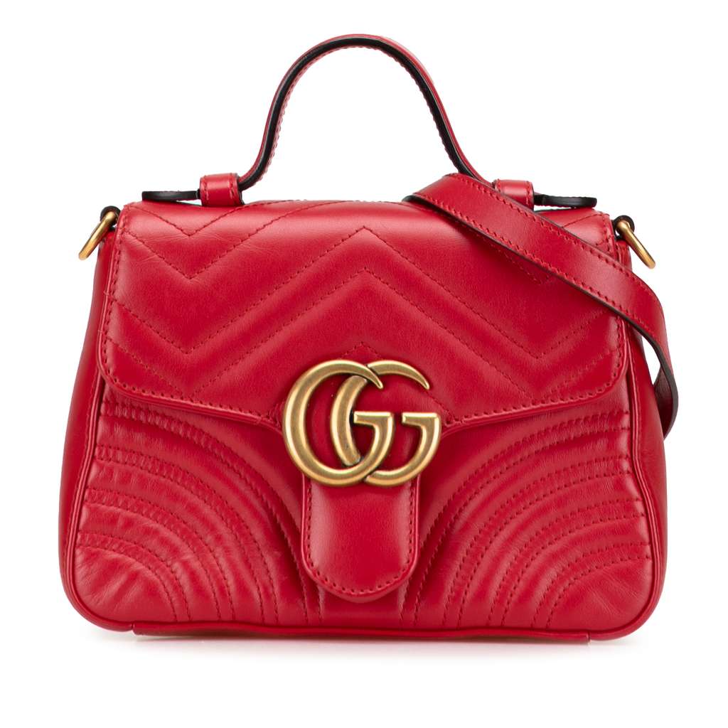 Gucci Mini GG Marmont Matelasse Leather Top Handle Bag