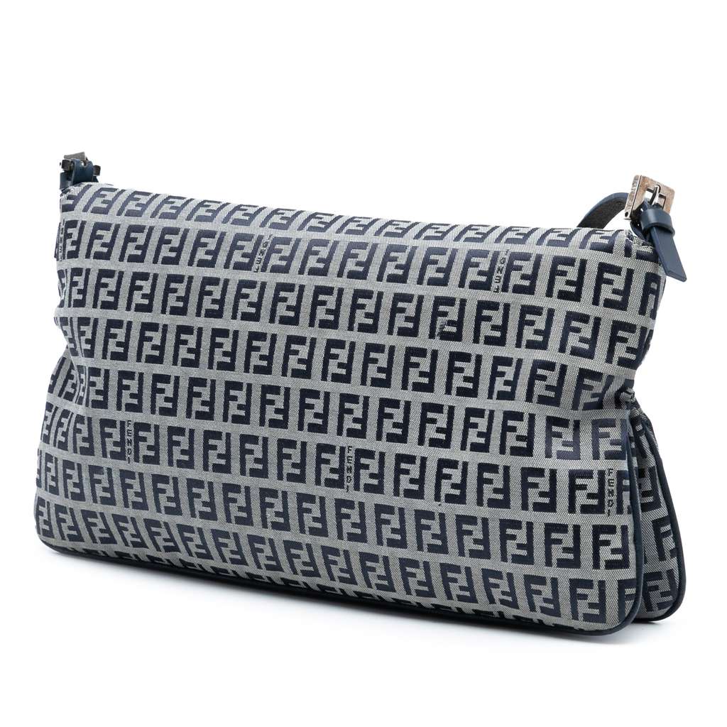 Fendi Zucchino Canvas Double Flap Shoulder Bag - 2