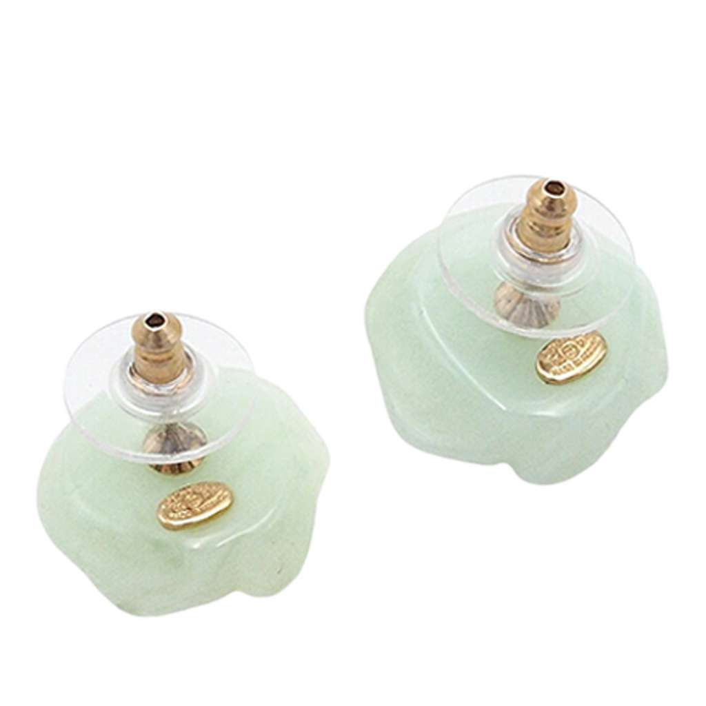 Chanel CC Resin Gold Plated Camellia Push Back Earrings - 3