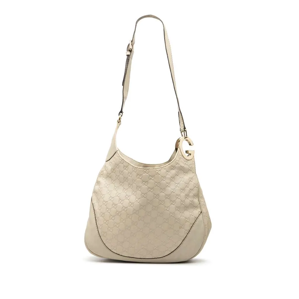 Gucci Guccissima Charlotte Crossbody White Leather Good - Front View