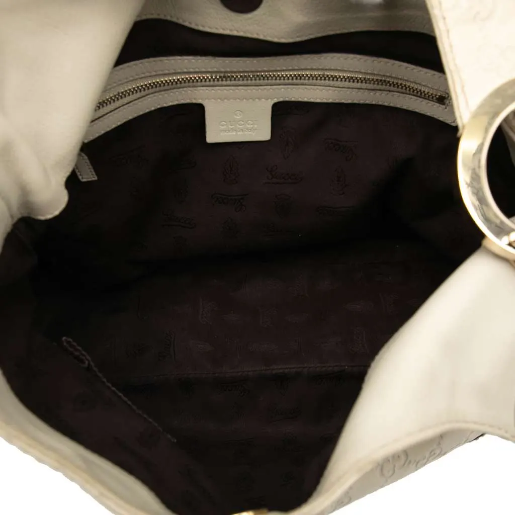 Gucci Guccissima Charlotte Crossbody White Leather Good - Model View