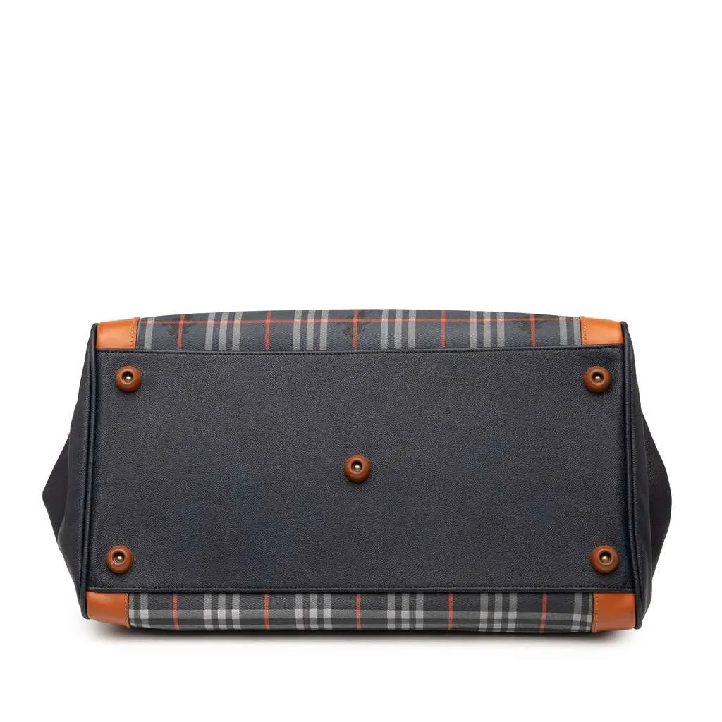 Burberry Haymarket Check Coated Canvas Travel Bag Blue Canvas Good - Inside View
