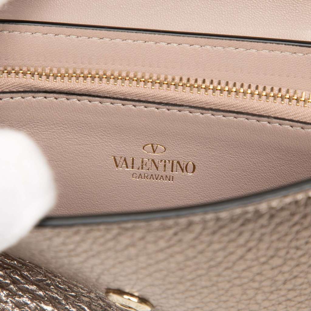 Valentino Metallic Pebbled Calfskin Rockstud Phone Case with Chain - 5