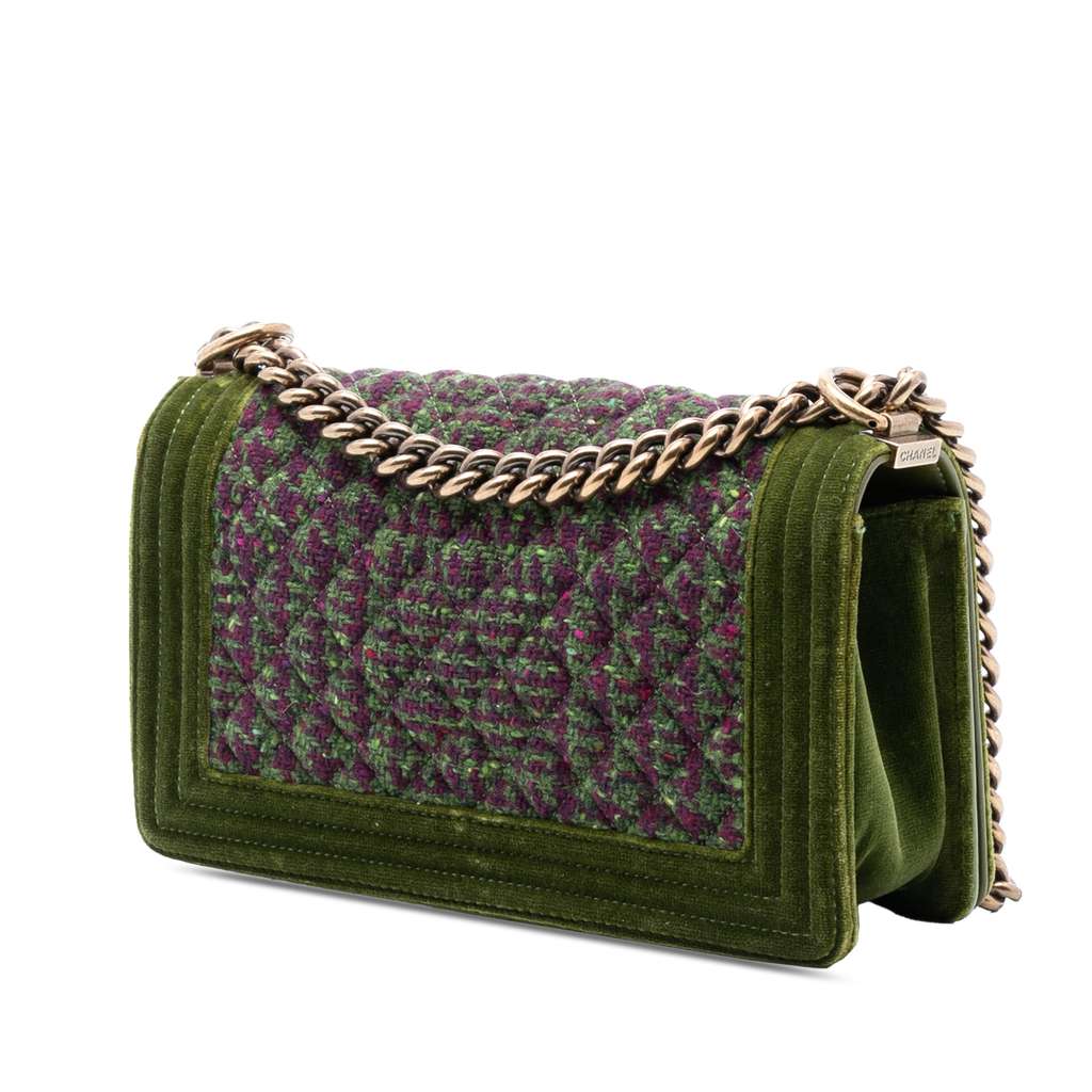 Chanel Old Medium Tweed and Velvet Boy Flap - 2