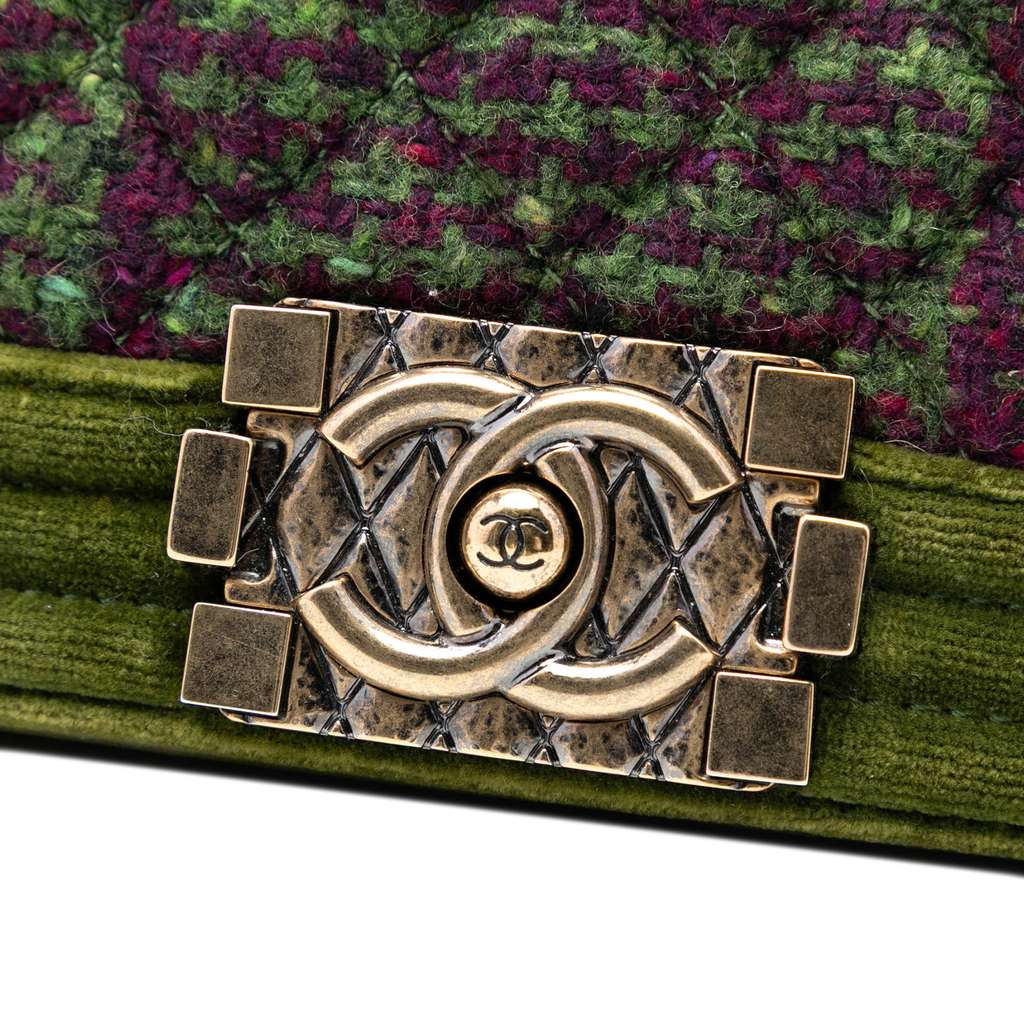 Chanel Old Medium Tweed and Velvet Boy Flap - 5