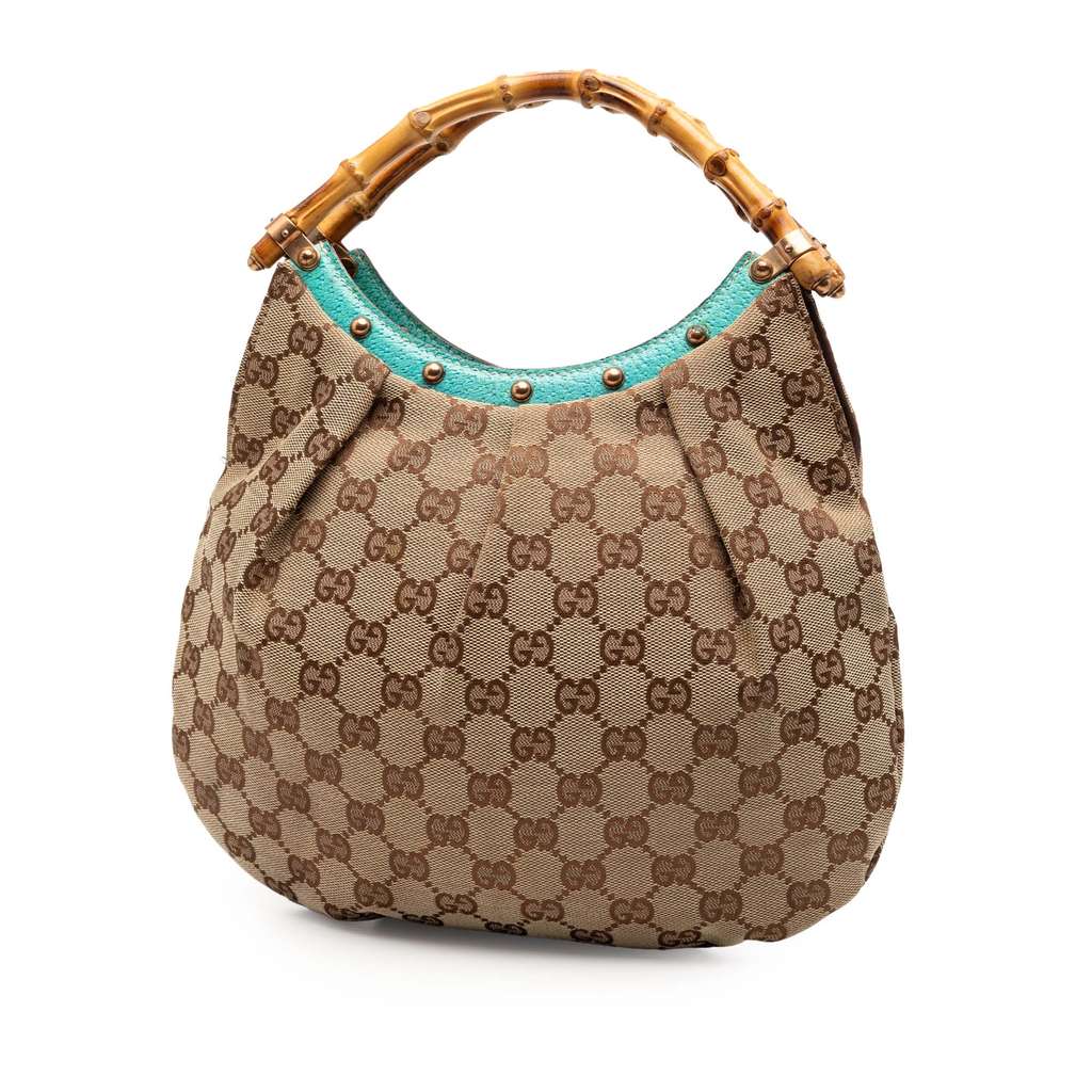 Gucci Studded GG Canvas Bamboo Hobo - 2