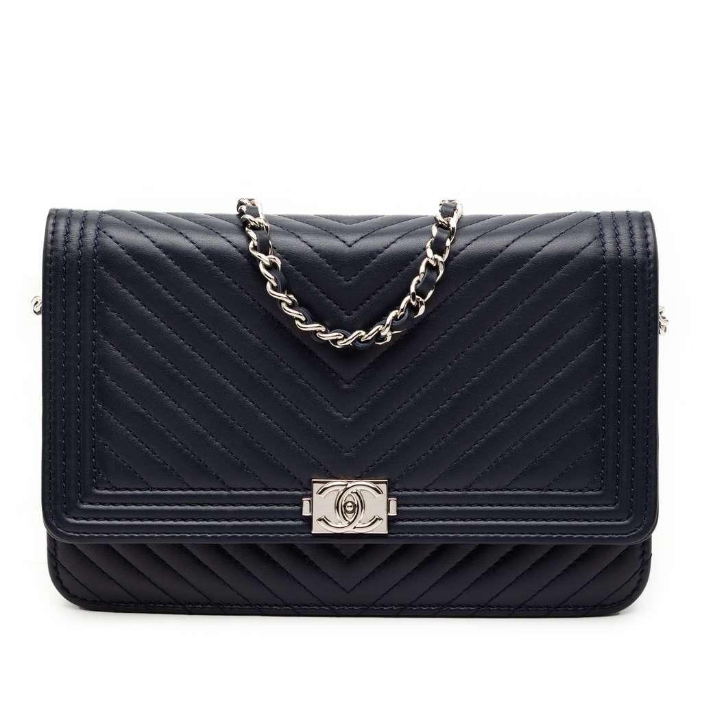 Chanel Chevron Lambskin Boy Wallet on Chain