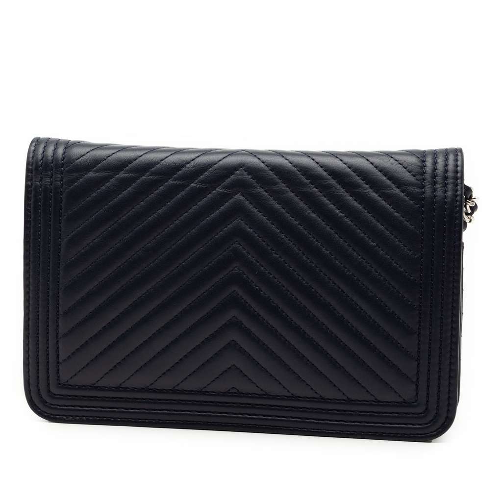 Chanel Chevron Lambskin Boy Wallet on Chain - 2