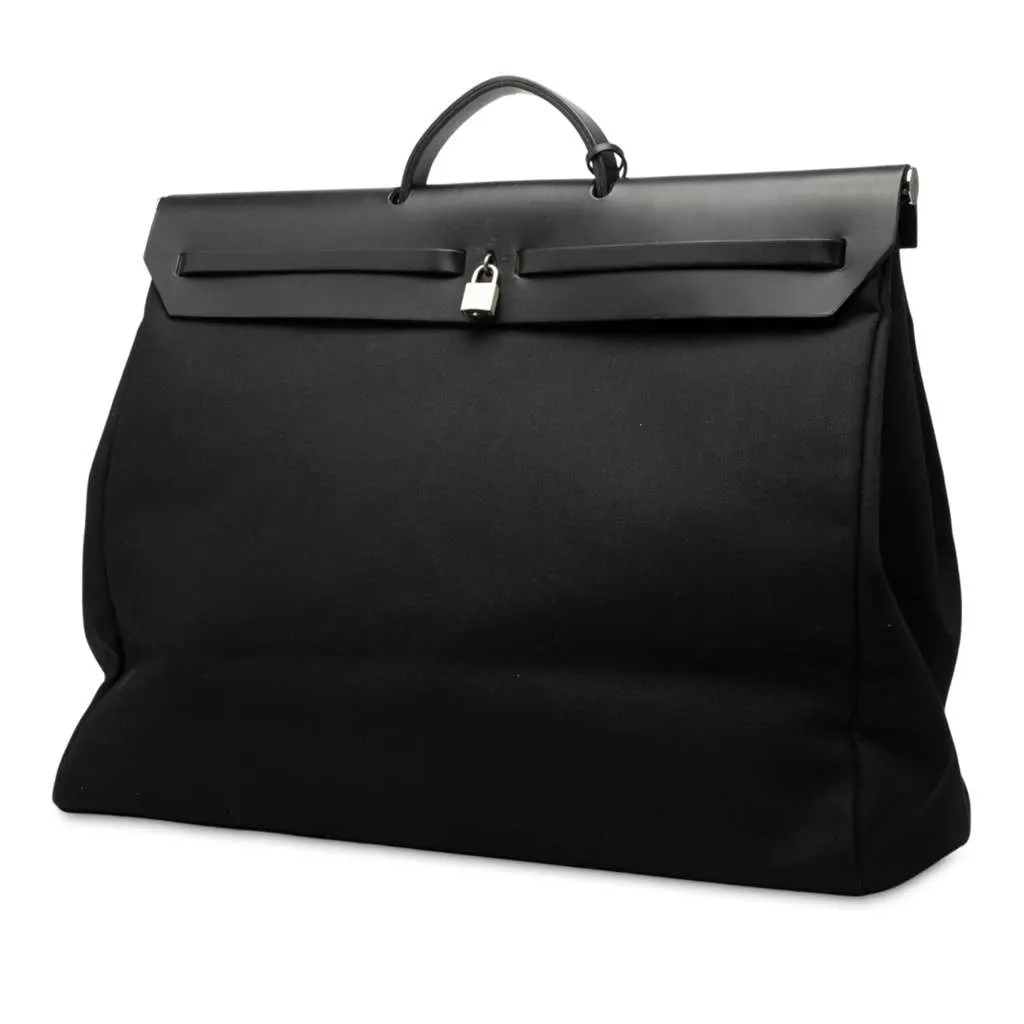 Hermès Toile Militaire Vache Hunter Herbag Zip Retourne Cabine 50 Black Canvas Good - Back View