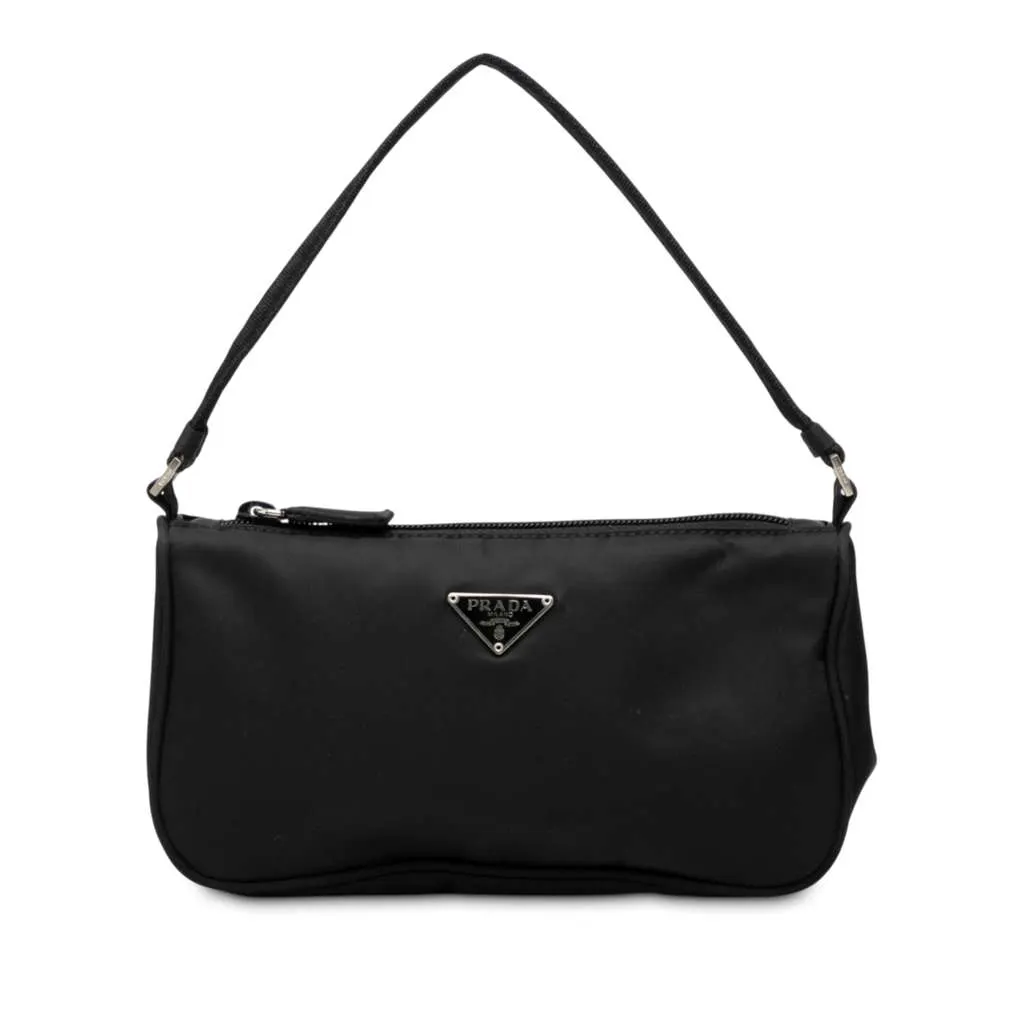 Prada Tessuto Shoulder Bag Black Good - Front View