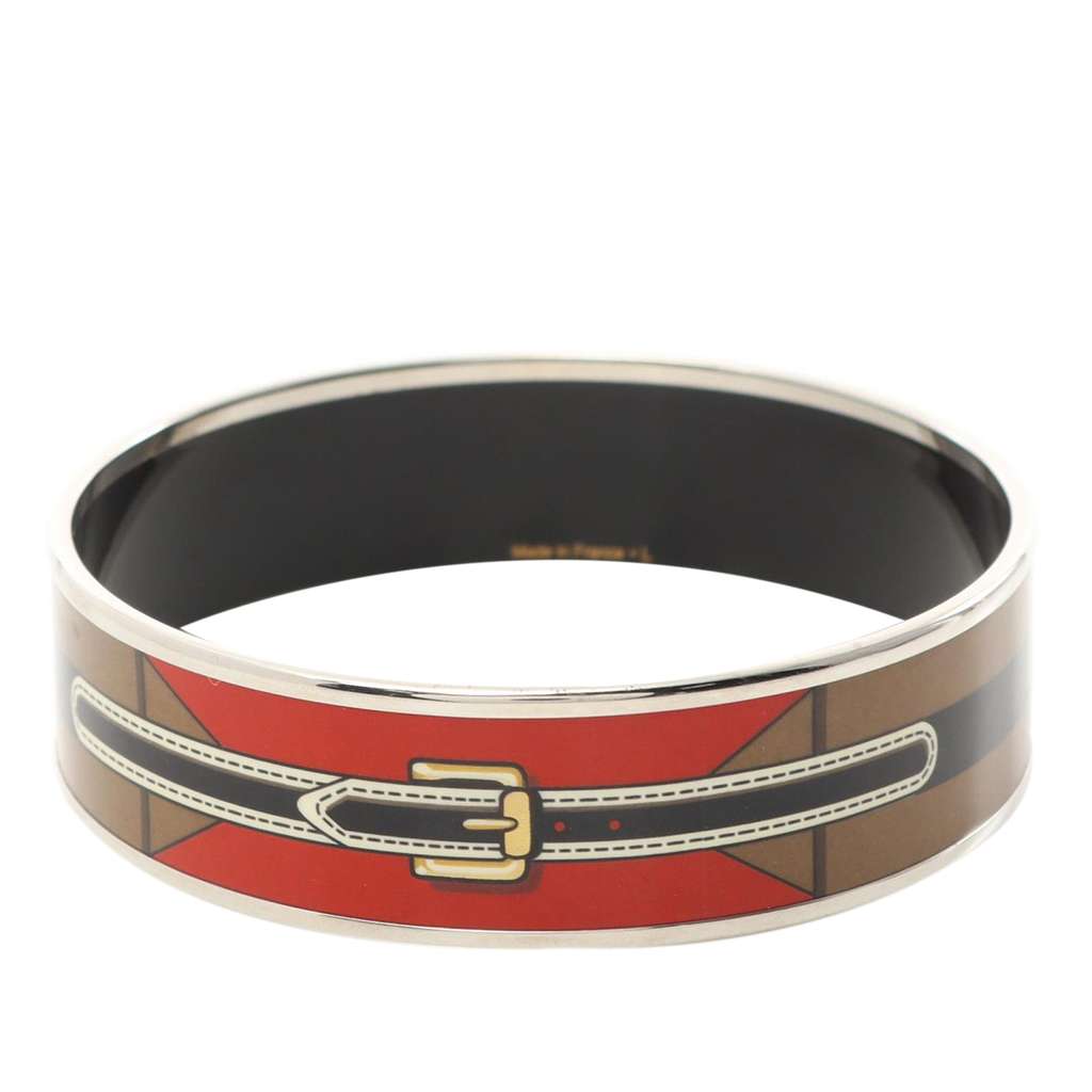 Hermès Wide Enamel Belt Motif Bangle GM