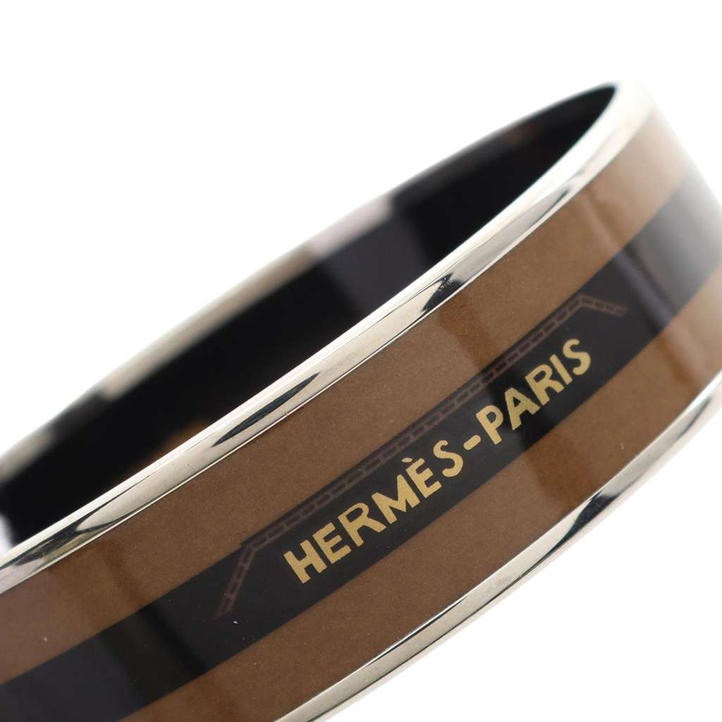 Hermès Wide Enamel Belt Motif Bangle GM - 4