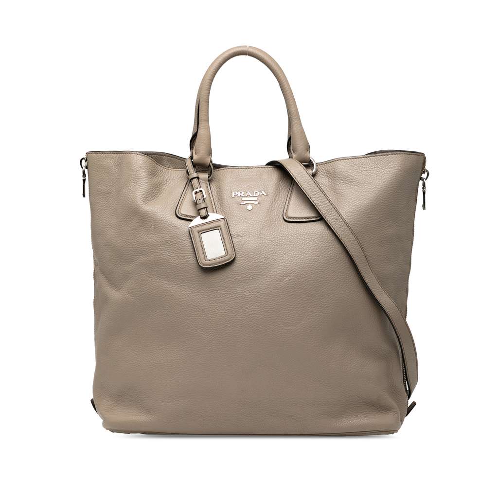 Prada Vitello Daino Side Zip Convertible Tote
