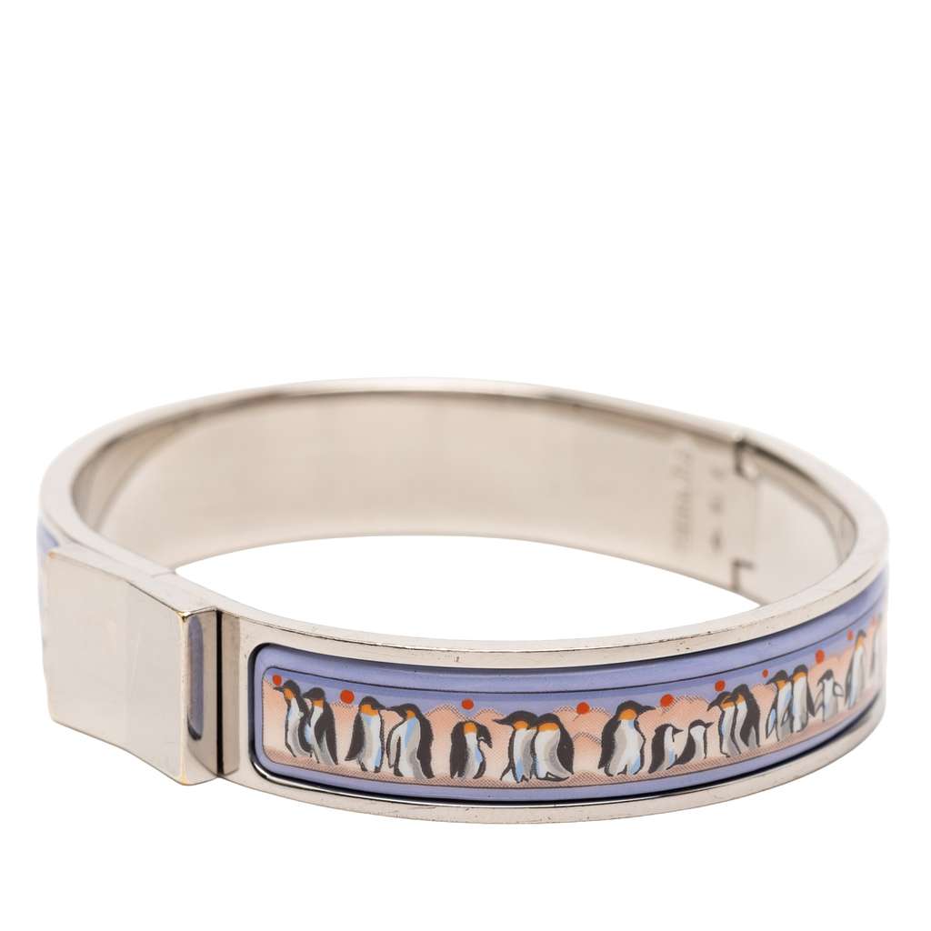 Hermès Narrow Enamel Penguin Loquet Hinge Bangle PM - 3
