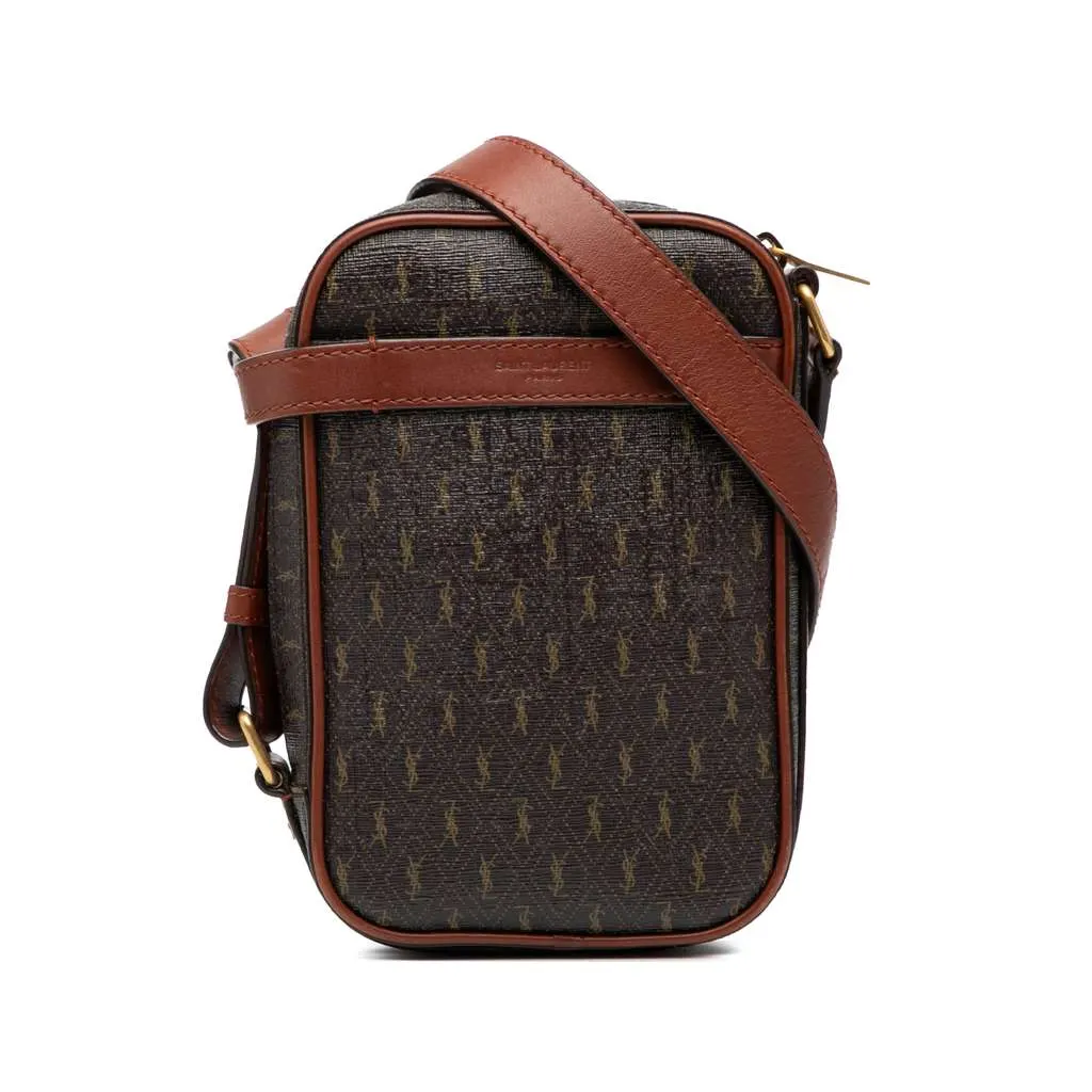 Saint Laurent Le Monogramme Coated Canvas Pouch Crossbody Brown Canvas Very good - Front View