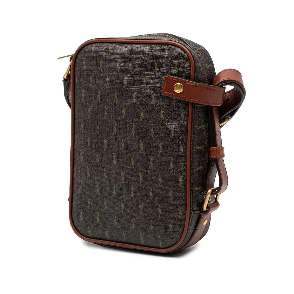 Saint Laurent Le Monogramme Coated Canvas Pouch Crossbody Brown Canvas Very good - Back View