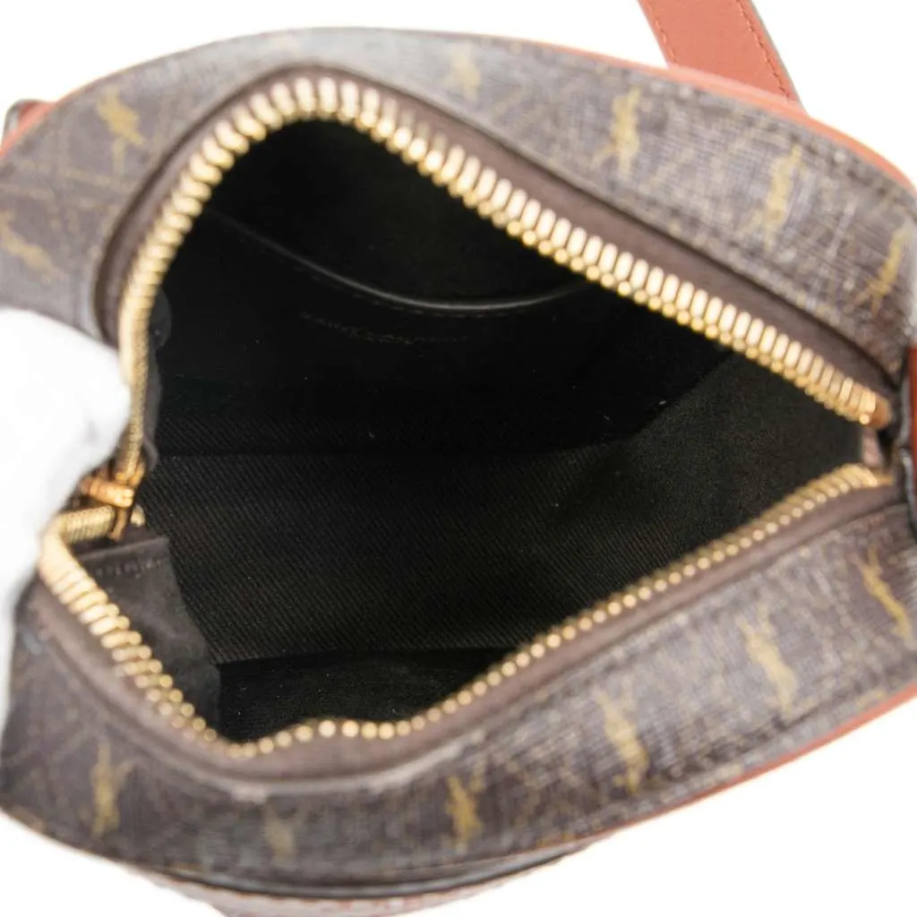 Saint Laurent Le Monogramme Coated Canvas Pouch Crossbody Brown Canvas Very good - Model View
