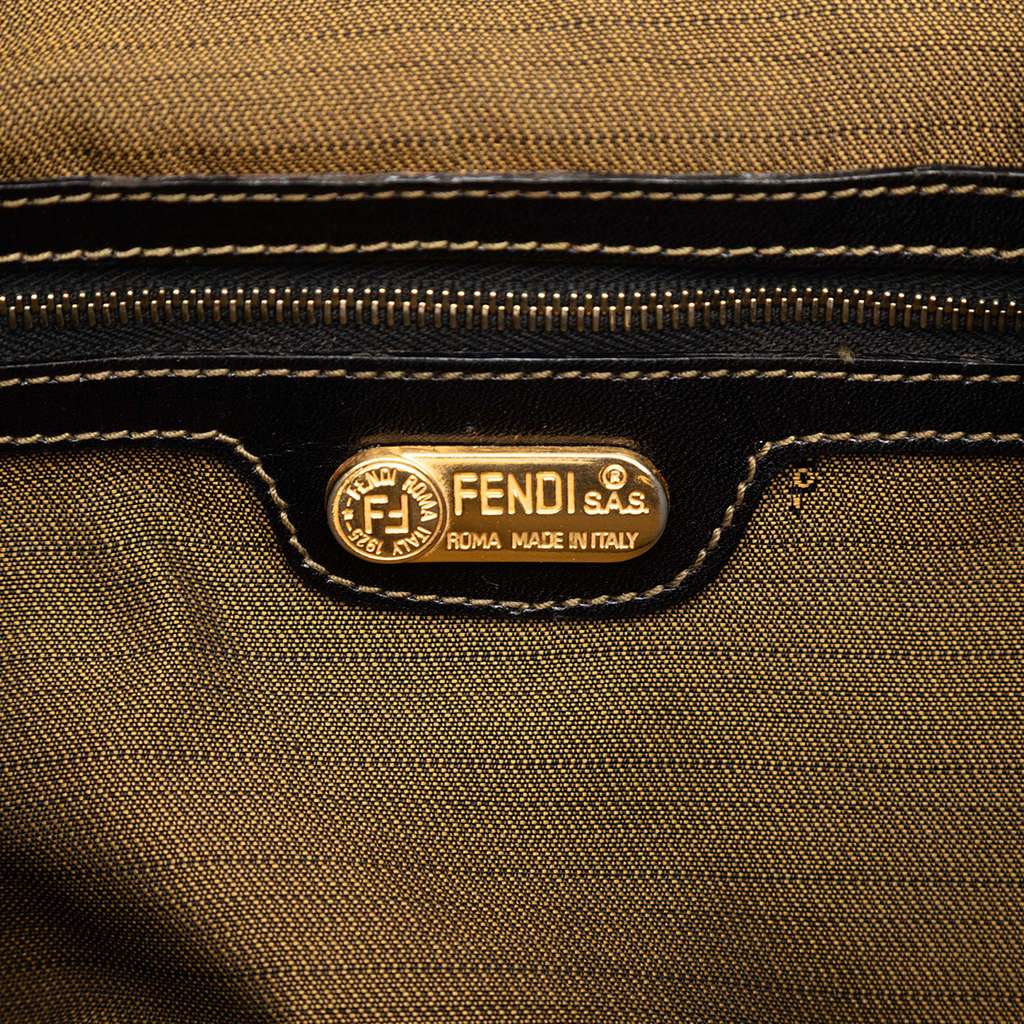 Fendi Leather Trimmed Zucca Canvas Drawstring Backpack - 5