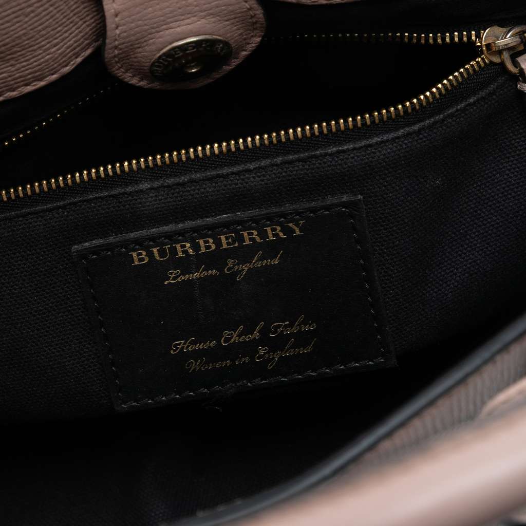 Burberry Small Grainy Calfskin and House Check Banner Satchel - 5