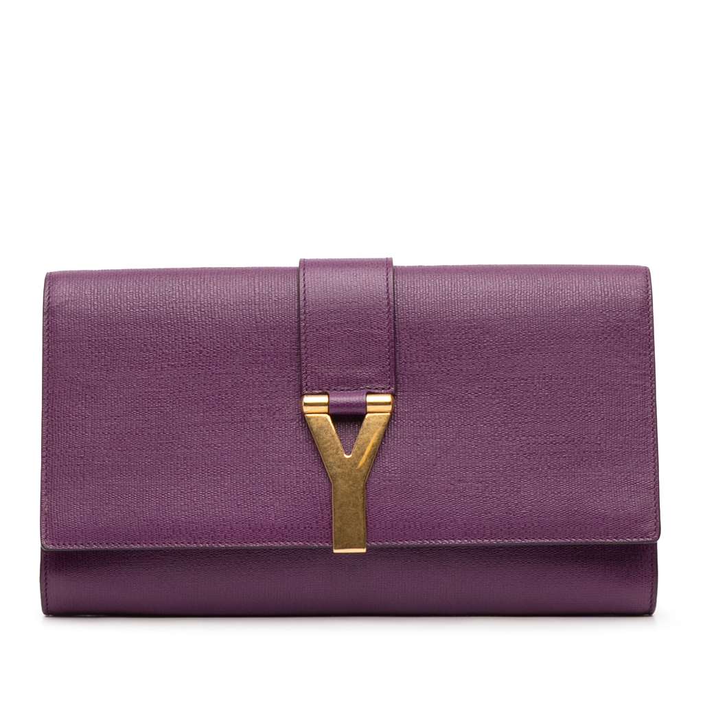 Saint Laurent Textured Leather Chyc Ligne Clutch