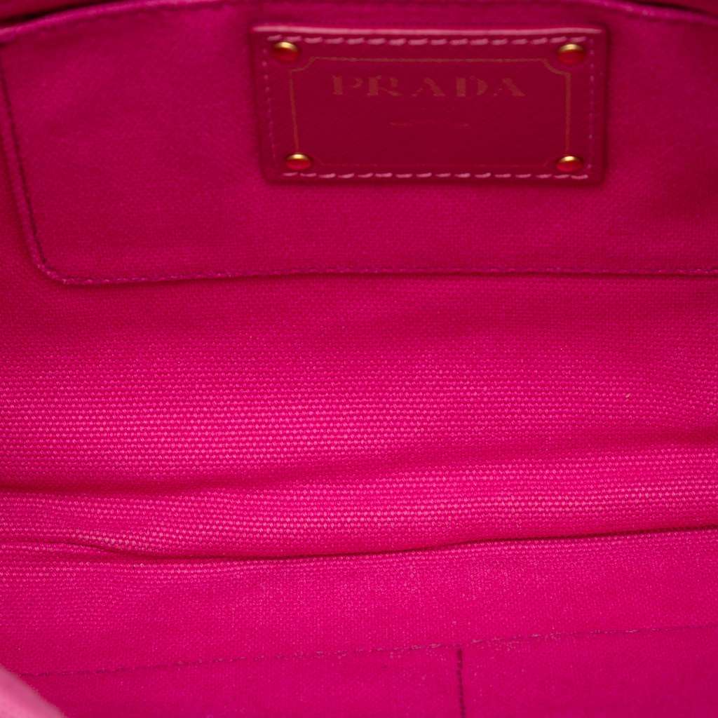Prada Canvas Canapa Studded Vernice Clutch - 4