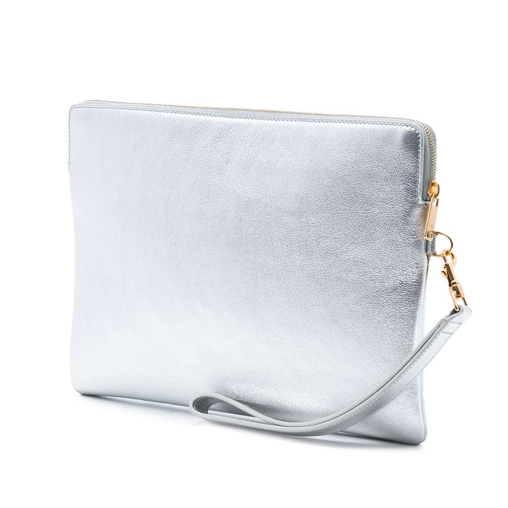 Celine Metallic Calfskin Cuir Triomphe Zip Pouch - 2