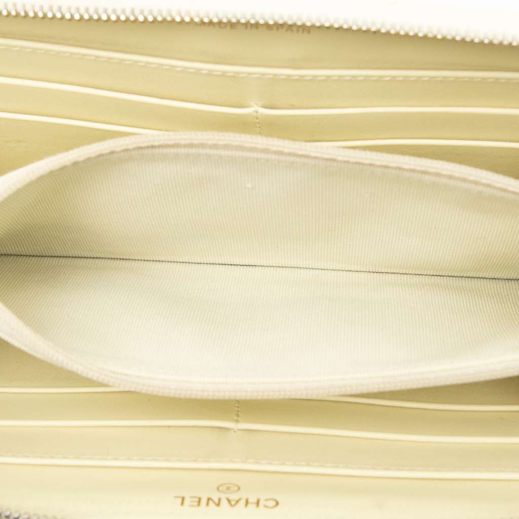 Chanel CC Quilted Caviar Enamel Rhinestone Zip Around Long Wallet - 4