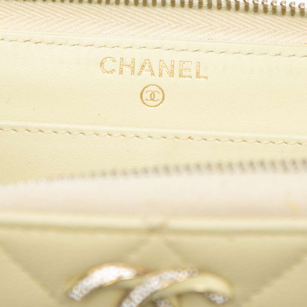 Chanel CC Quilted Caviar Enamel Rhinestone Zip Around Long Wallet - 5