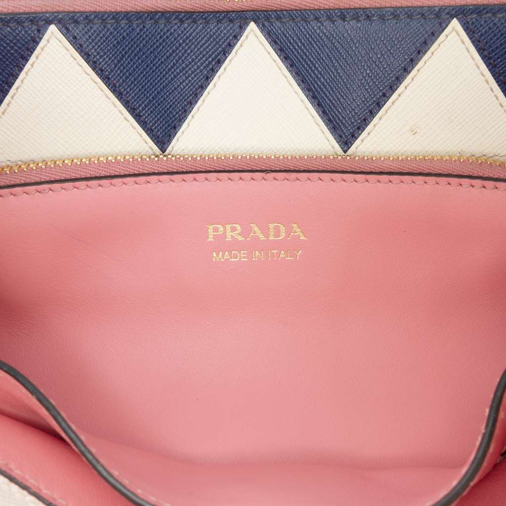 Prada City Calf Trimmed Saffiano Greche Paradigme Bag - 5