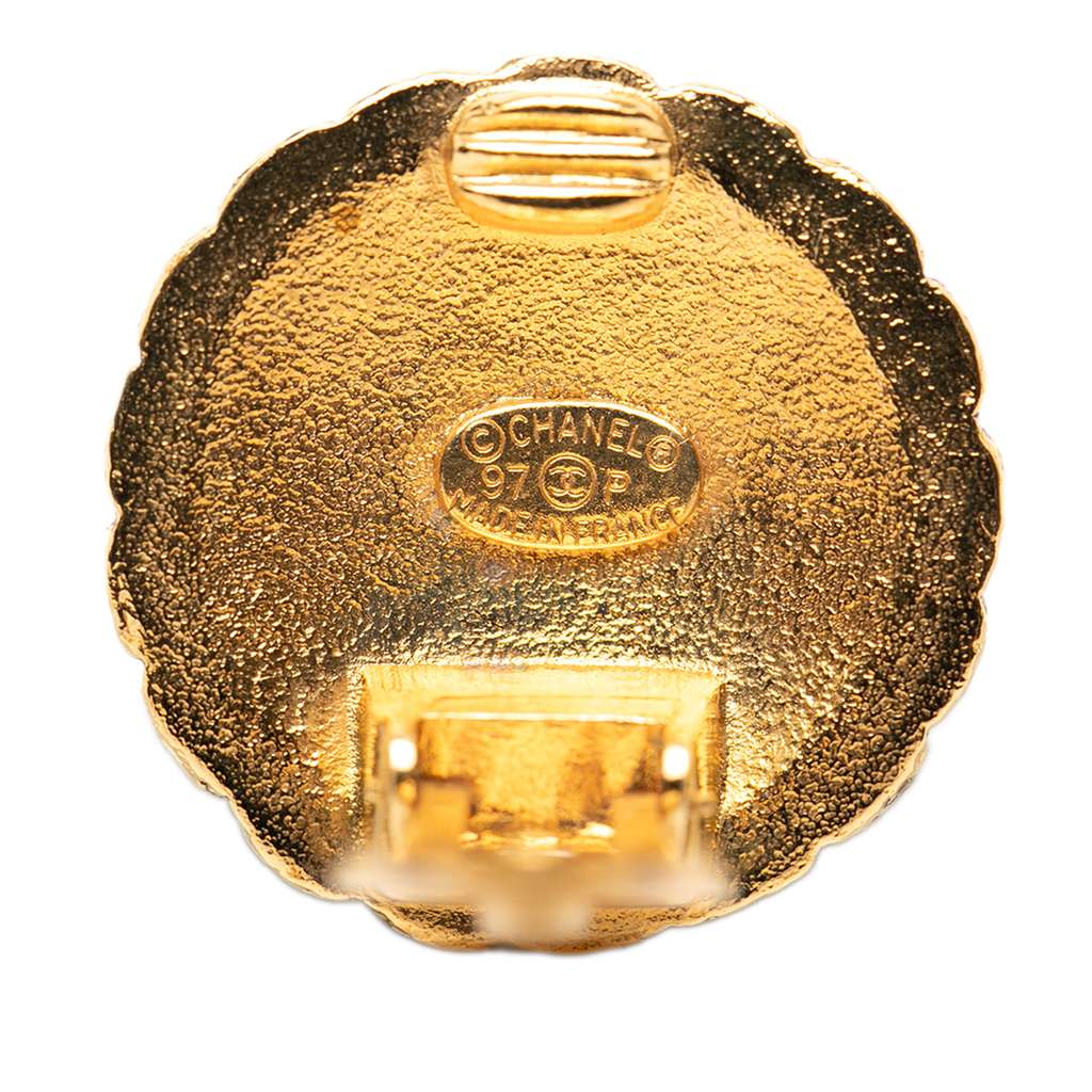Chanel CC Gold Plated Round Clip On Earrings - 3