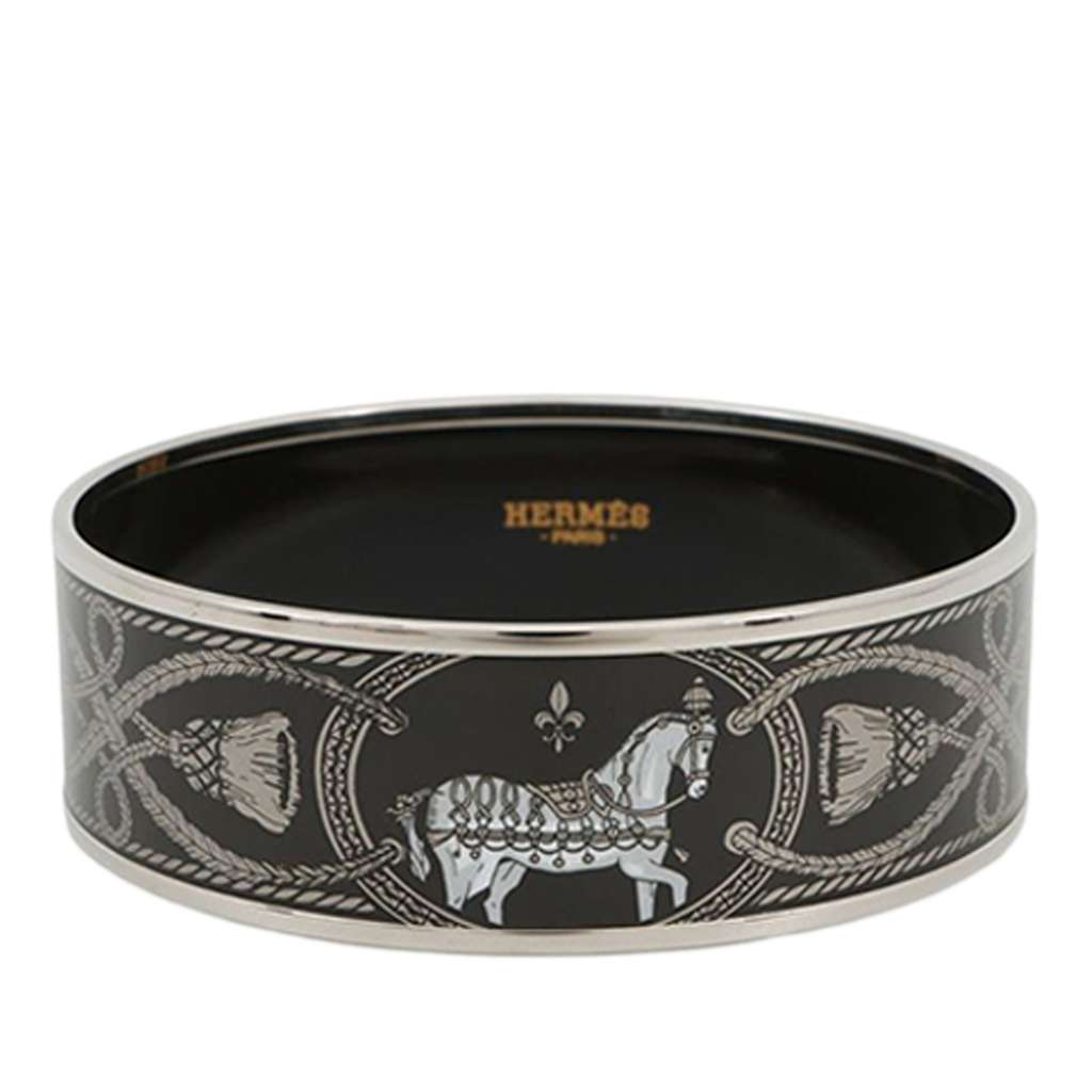Hermès Wide Grand Apparat Platine 2 Enamel Bangle 65