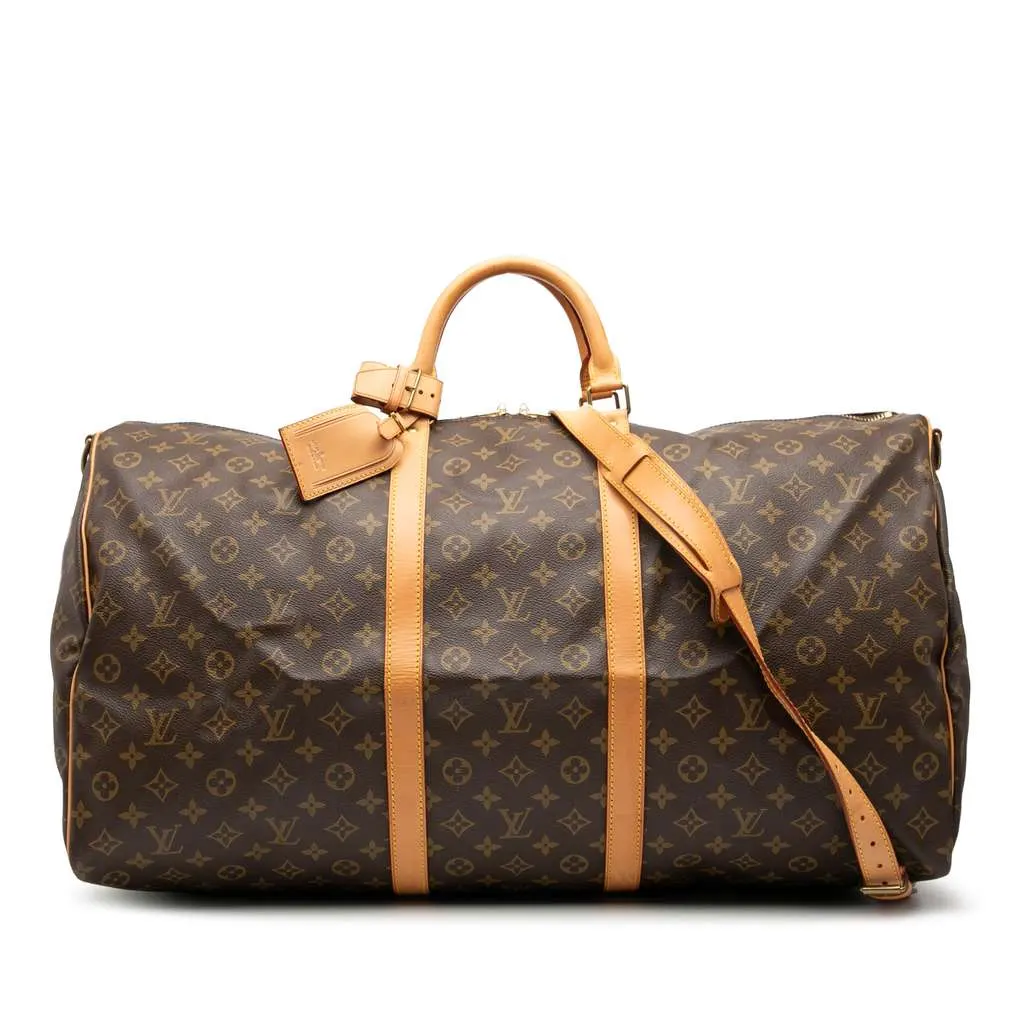 Louis Vuitton Monogram Keepall Bandouliere 60 Brown Good - Front View