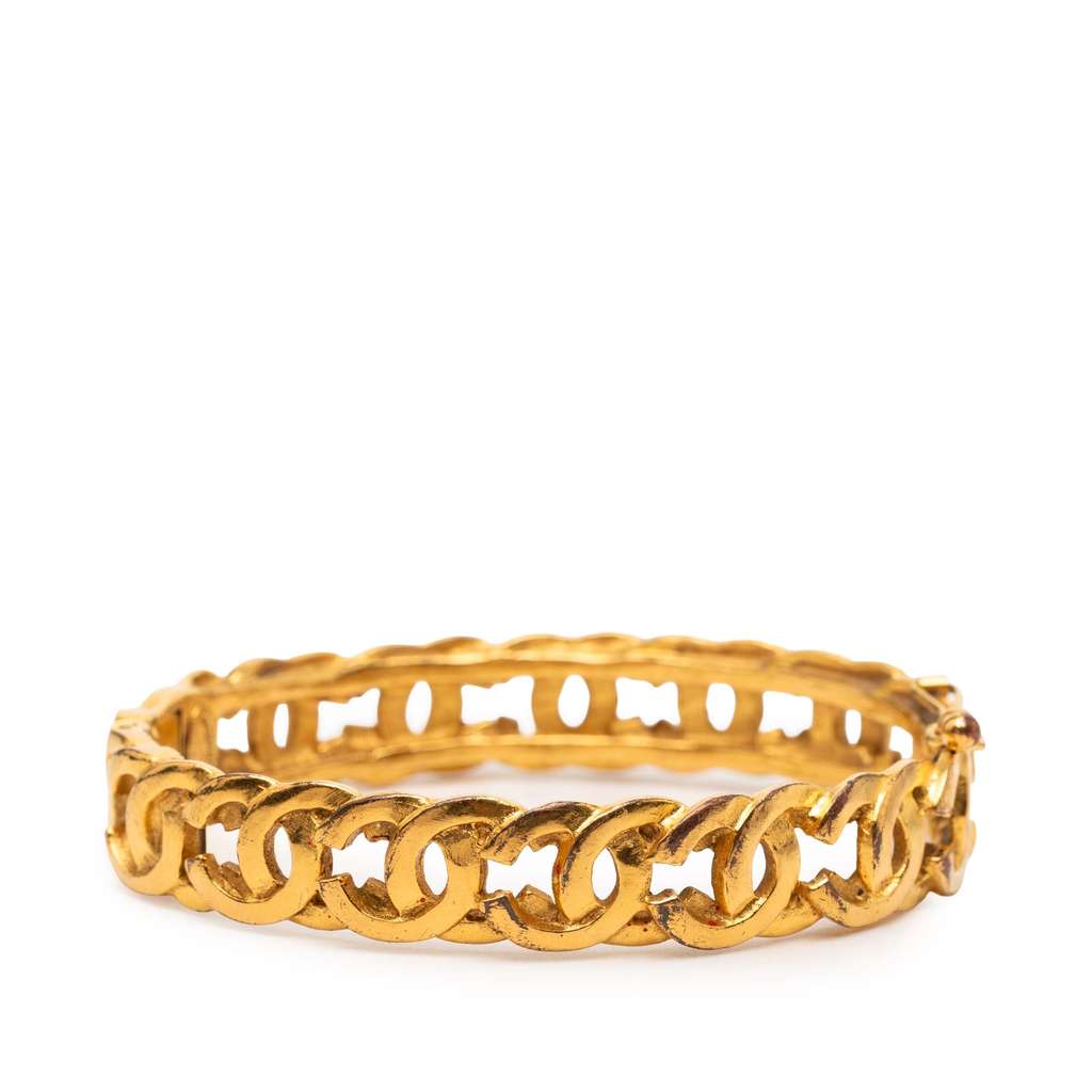 Chanel Gold Plated Interlocking CC Chain Bangle - 3