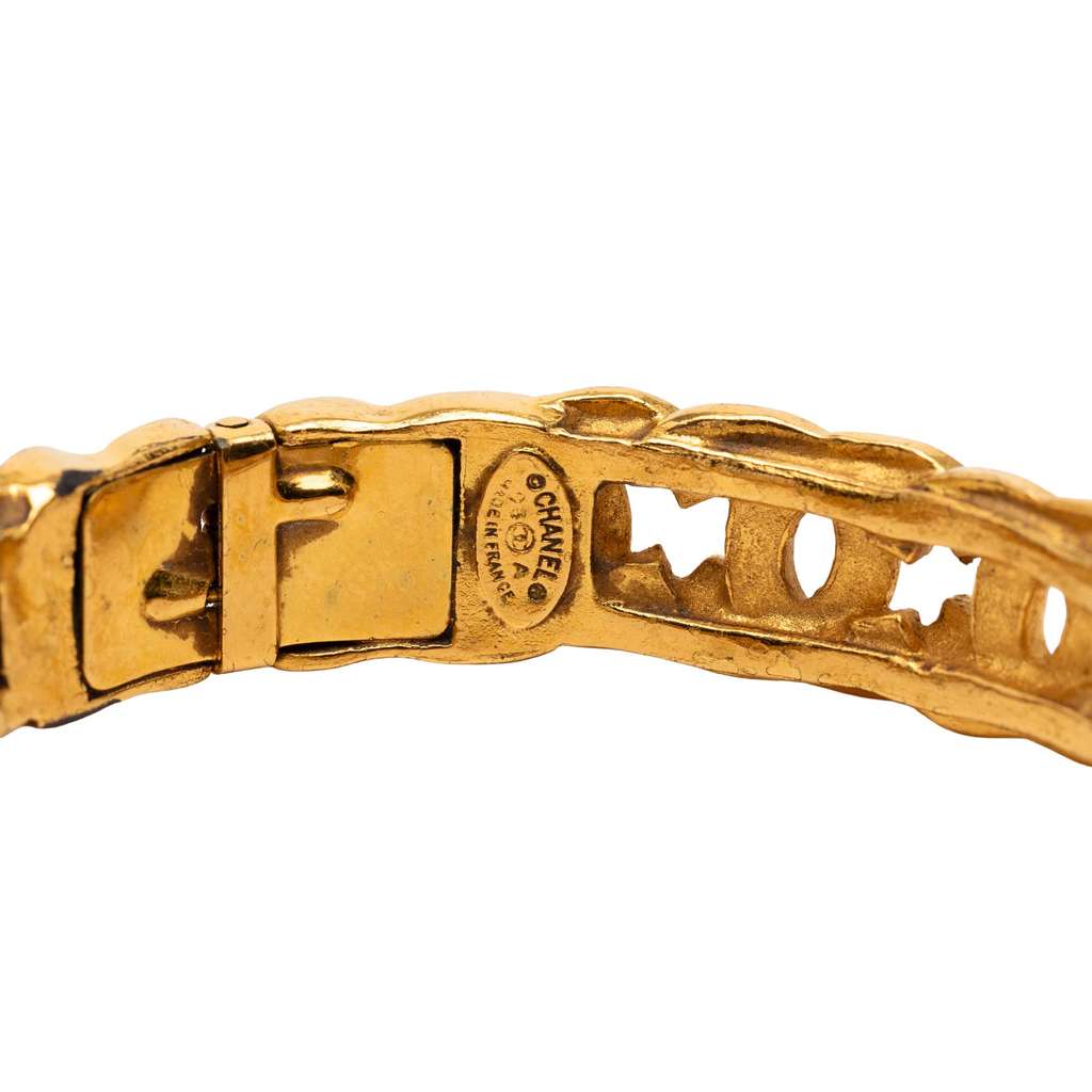 Chanel Gold Plated Interlocking CC Chain Bangle - 5