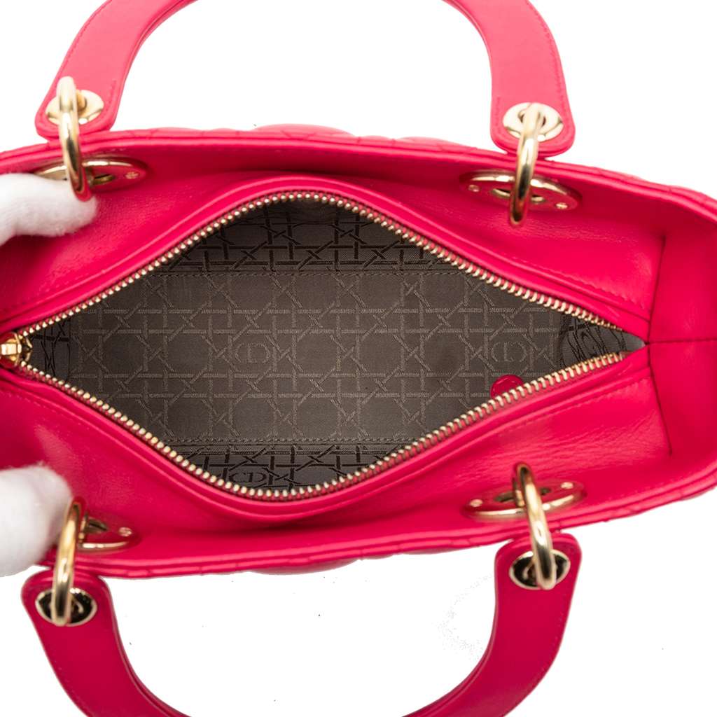 Dior Medium Lambskin Cannage Lady Dior - 4