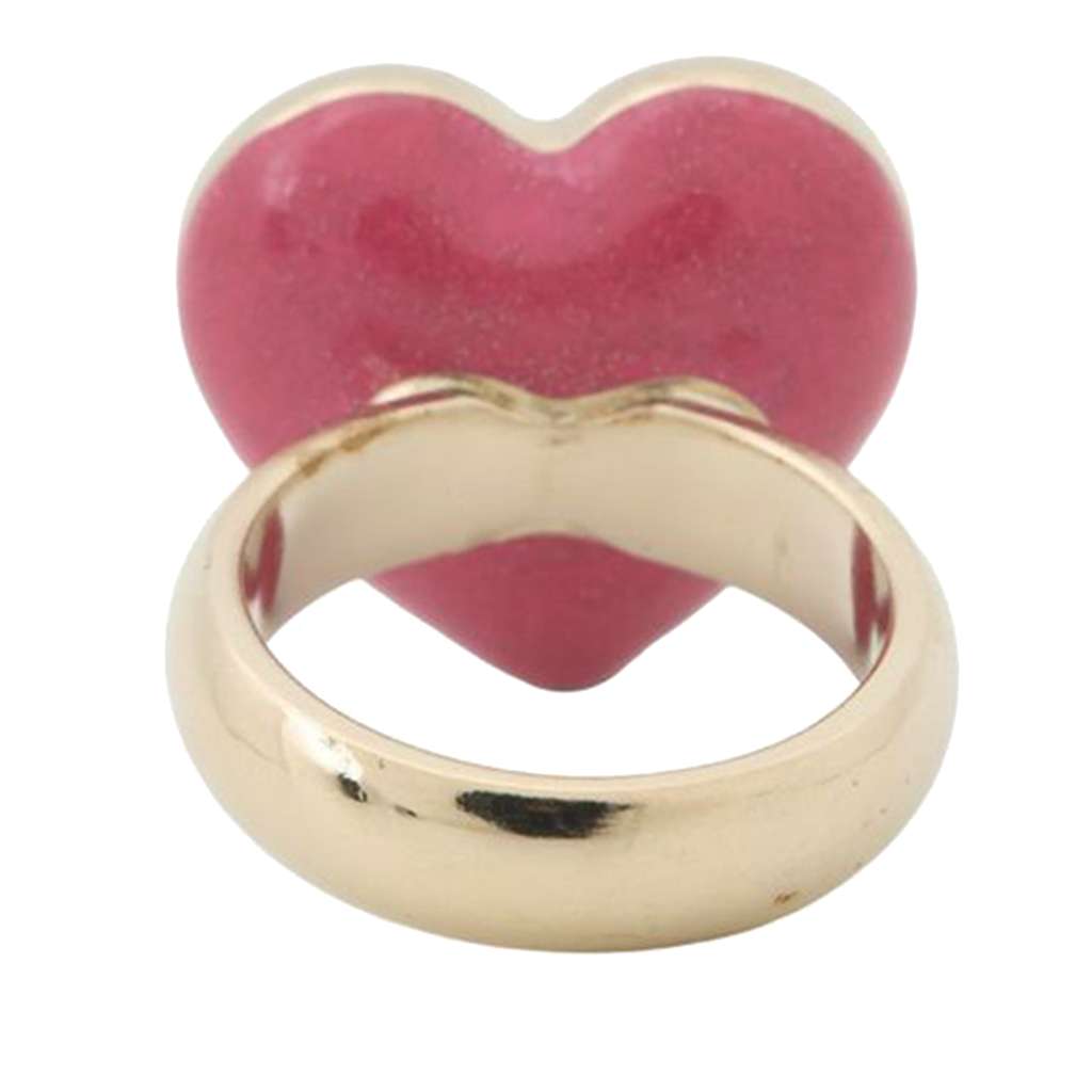 Chanel CC Gold Plated Rhinestones Heart Ring - 3