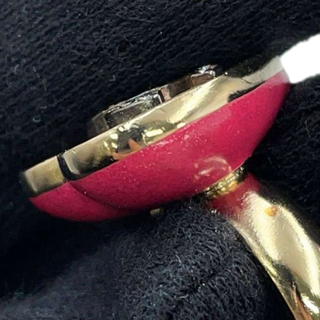 Chanel CC Gold Plated Rhinestones Heart Ring - 4